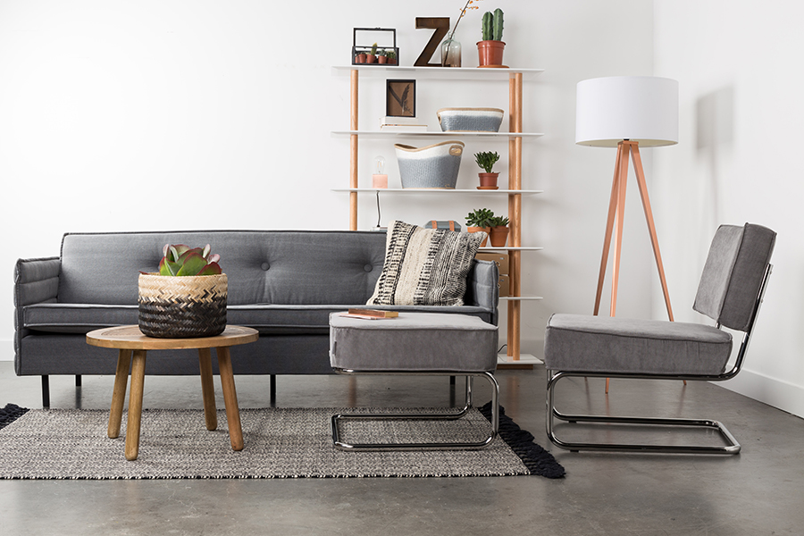 Кресло Lounge Ridge Rib светло-серое Zuiver 3100031 - Вид №2