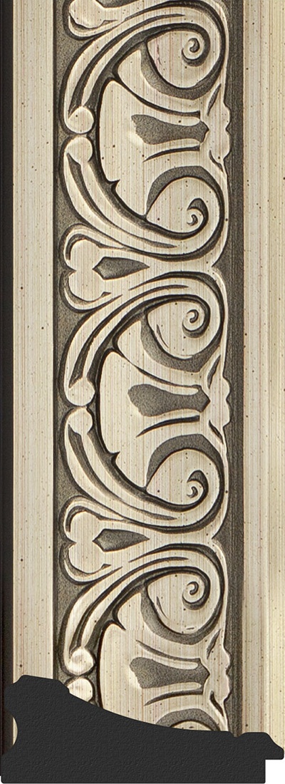 BY 4338 Зеркало с гравировкой в багетной раме - барокко серебро 106 mm EVOFORM Exclusive-G - Вид №3