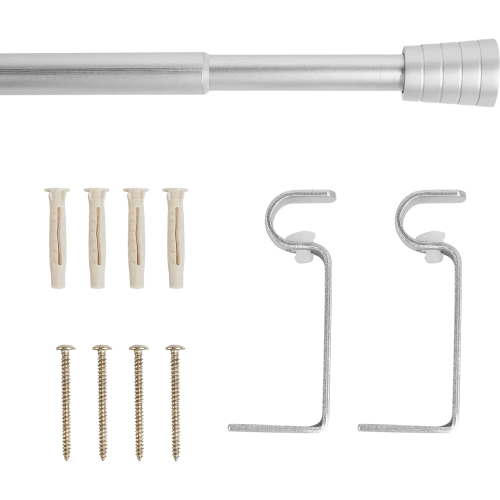 INSPIRE Карниз однорядный Pommel 120-210 см серебристый металл 84407350 STLM-0049499 - Вид №1