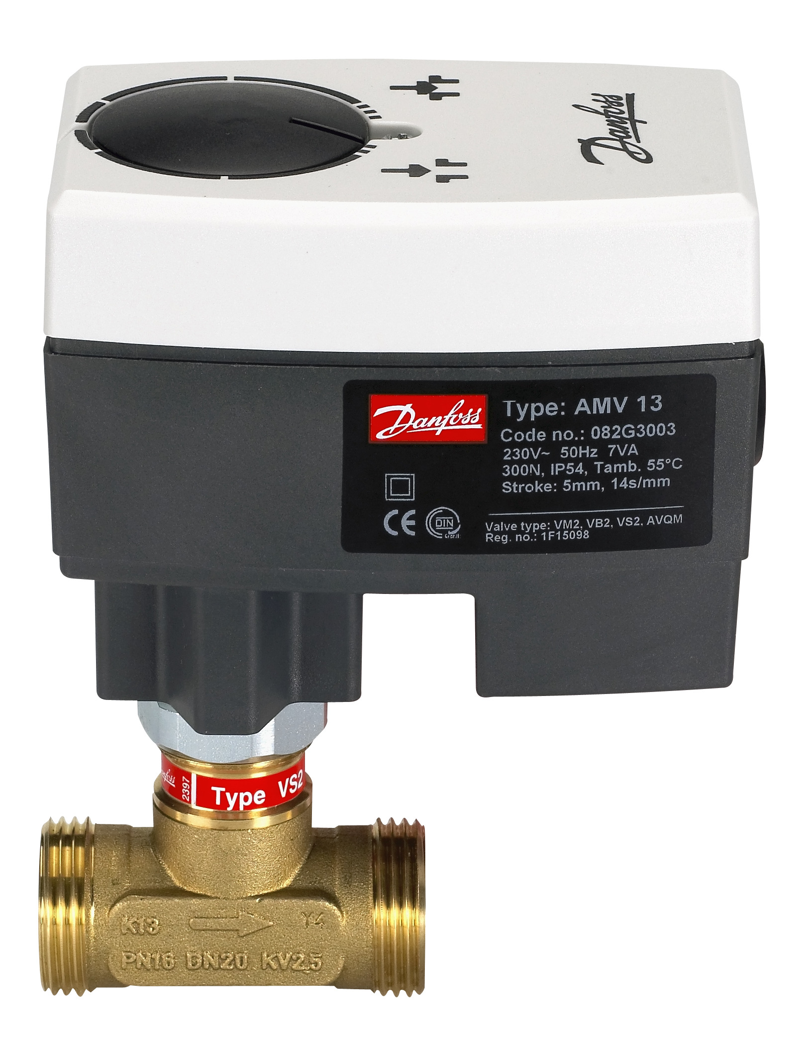 Danfoss Редукторные электроприводы с трехпозиционным управлением AMV 438 SU Эл. привод имп., 230В пер. т 082H0123  - Вид №17