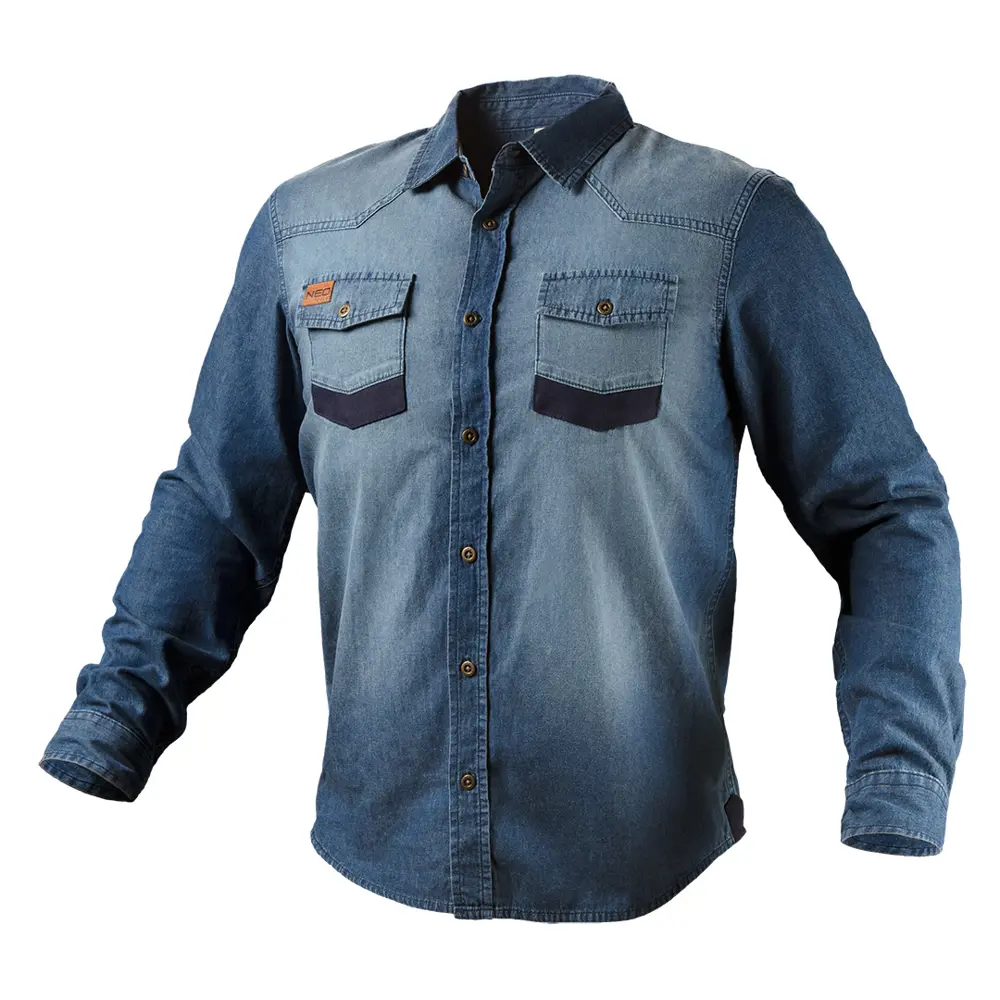 Рубашка Neo Tools Denim темно-синяя размер S рост 178 STLM-2109130
