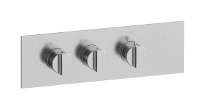 Комплект наружных частей термостата на 2 потребителей - горизонтальная прямоугольная панель с ручками Hey Joe WE ARE IB eua221ssnhj Brushed Nickel Aqua