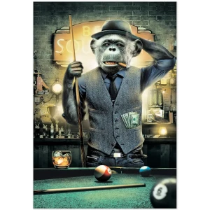Картина на холсте Игра в бильярд 70x110 см