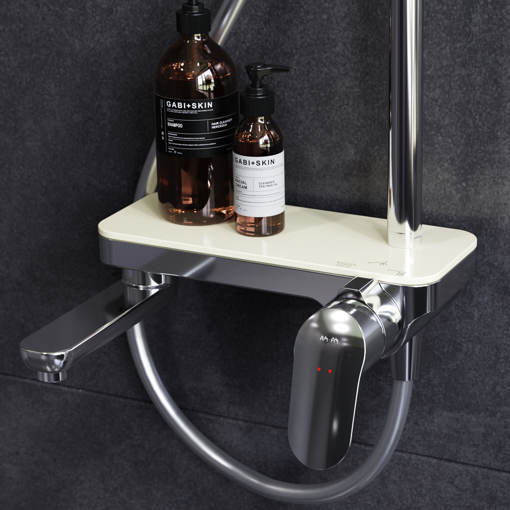 F0780700 душ.система: см-ль-полка д/ванны/душа душ.штанга 1030-1460мм верхний душ 220 мм ру AM.PM Like - Вид №2