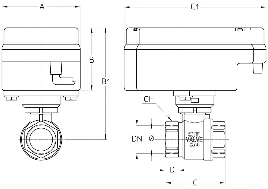 CIMBERIO CIM 602RE24 34 Шаровой кран с электроприводом с реле CIM 602RE24  - Вид №1