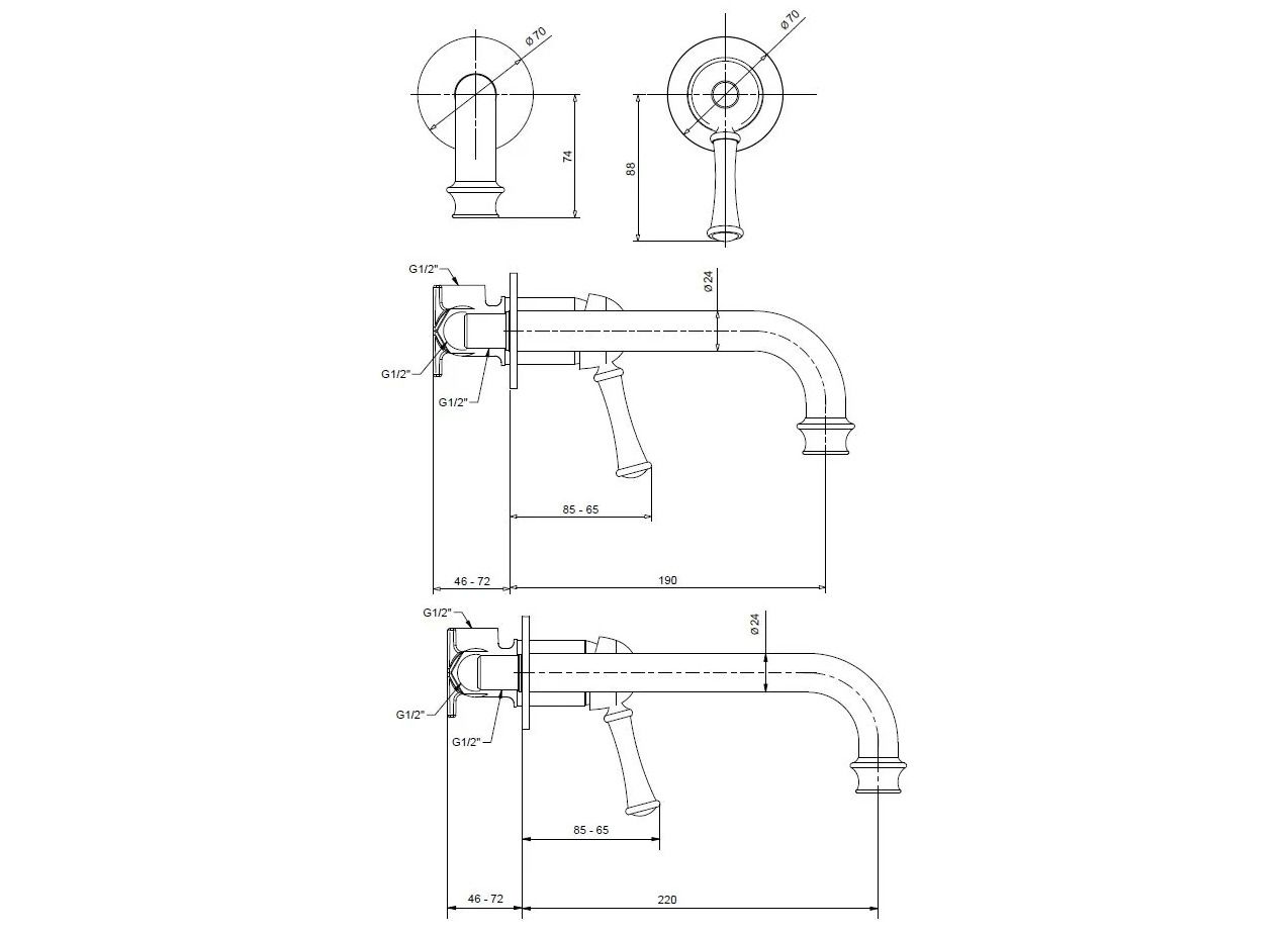 Однорычажный настенный смеситель для раковины Gaia Mobili Complements ARCH-00150143 - Вид №2