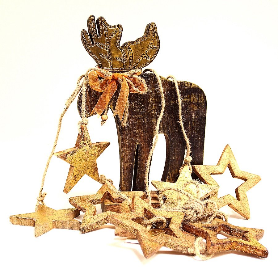 Украшение новогоднее деревянное "Олень" Reindeer, 29х19х6 см ENJOYME  253093 Золото  - Вид №4