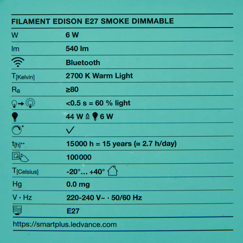 Лампа умная светодиодная Osram Smart Plus E27 220-240 В 6 Вт эдисон тонированная 540 лм, теплый белый свет 89143925 STLM-2092828 LEDVANCE  - Вид №4