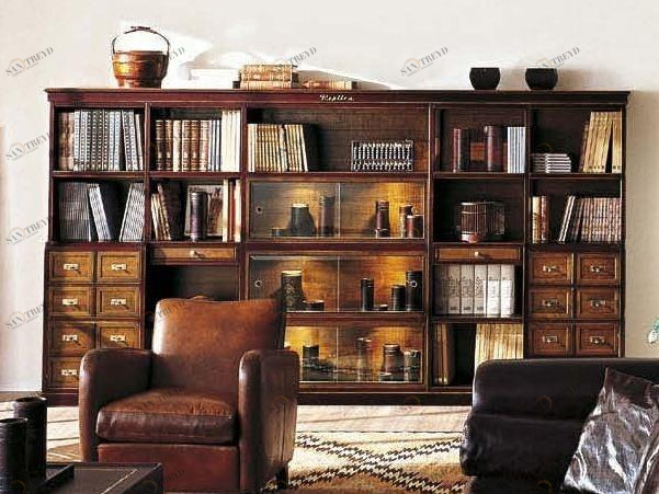 L'Origine Модульный книжный шкаф из вишневого дерева с ящиками Replica sun-id-1441086