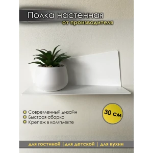 90538275 Полка Blacksteelone 30x12 см металл цвет белый матовый STLM-1449705