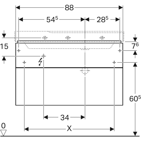 500.515.00.1 Шкафчик для раковины Geberit Xeno² с полкой, с двумя выдвижными ящиками Geberit  - Вид №12