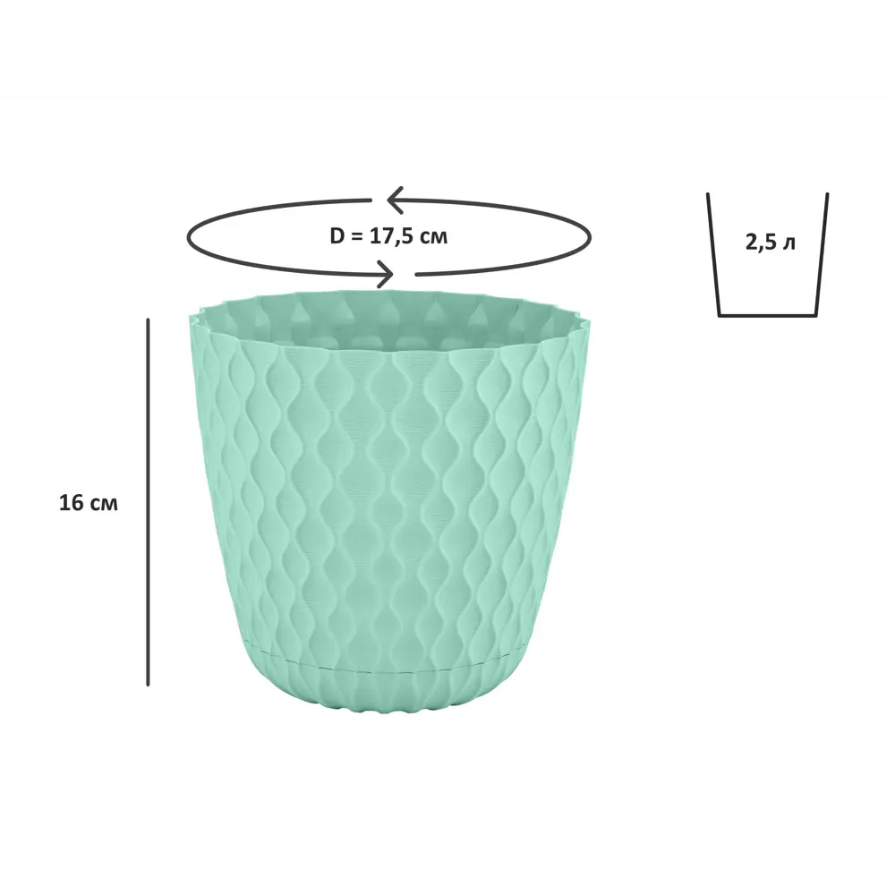 Горшок цветочный Ingreen Spring ø17.5 см 2.5 л пластик эвкалиптовый рассвет STLM-2156108 - Вид №3