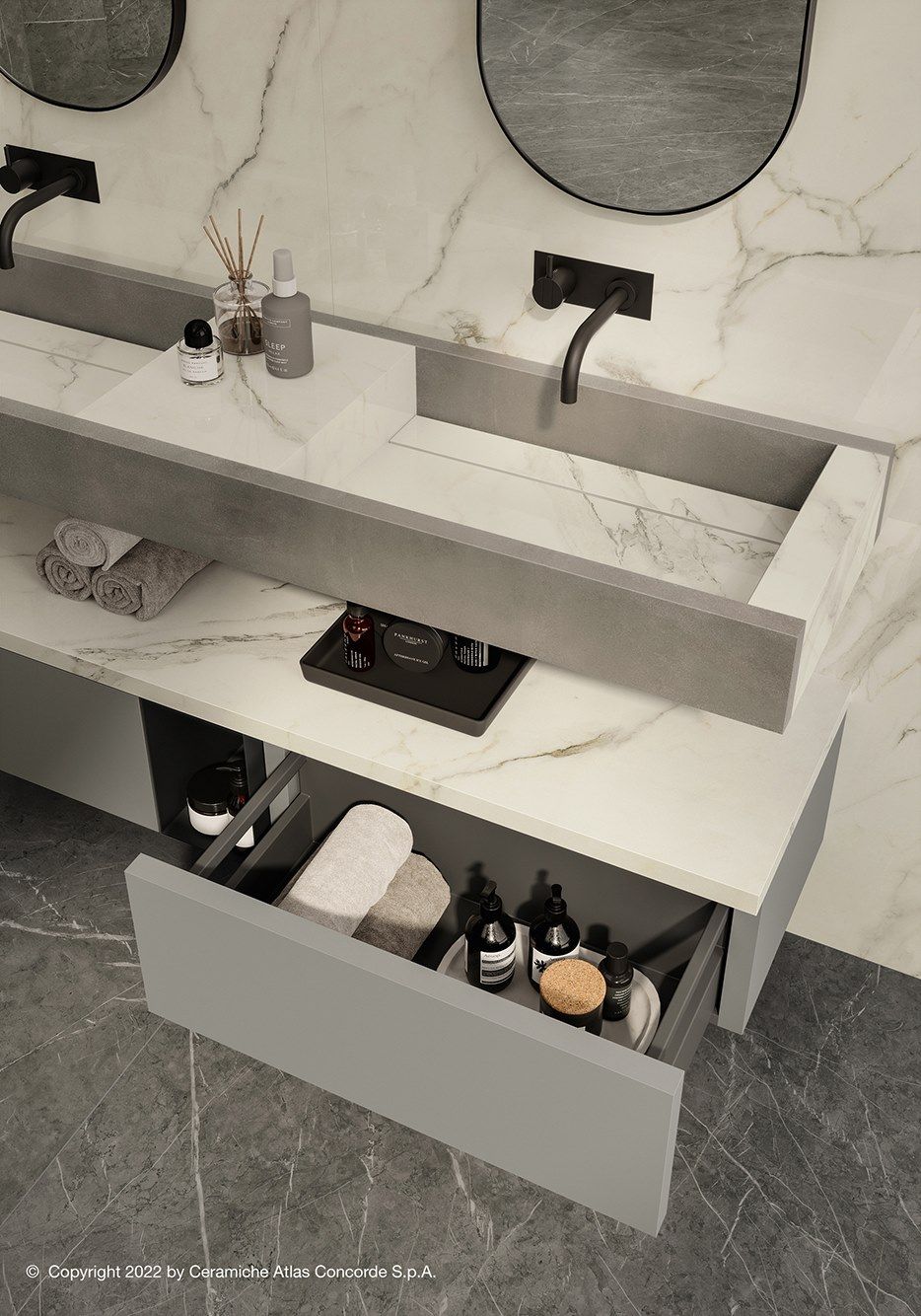 Двойная подвесная раковина с подвесным комодом Atlas Concorde Habitat Dialogo ARCH-00037908 - Вид №4