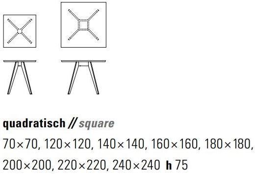 ZEITRAUM Квадратный обеденный стол из массива дерева Cena sun-id-1510245 - Вид №4