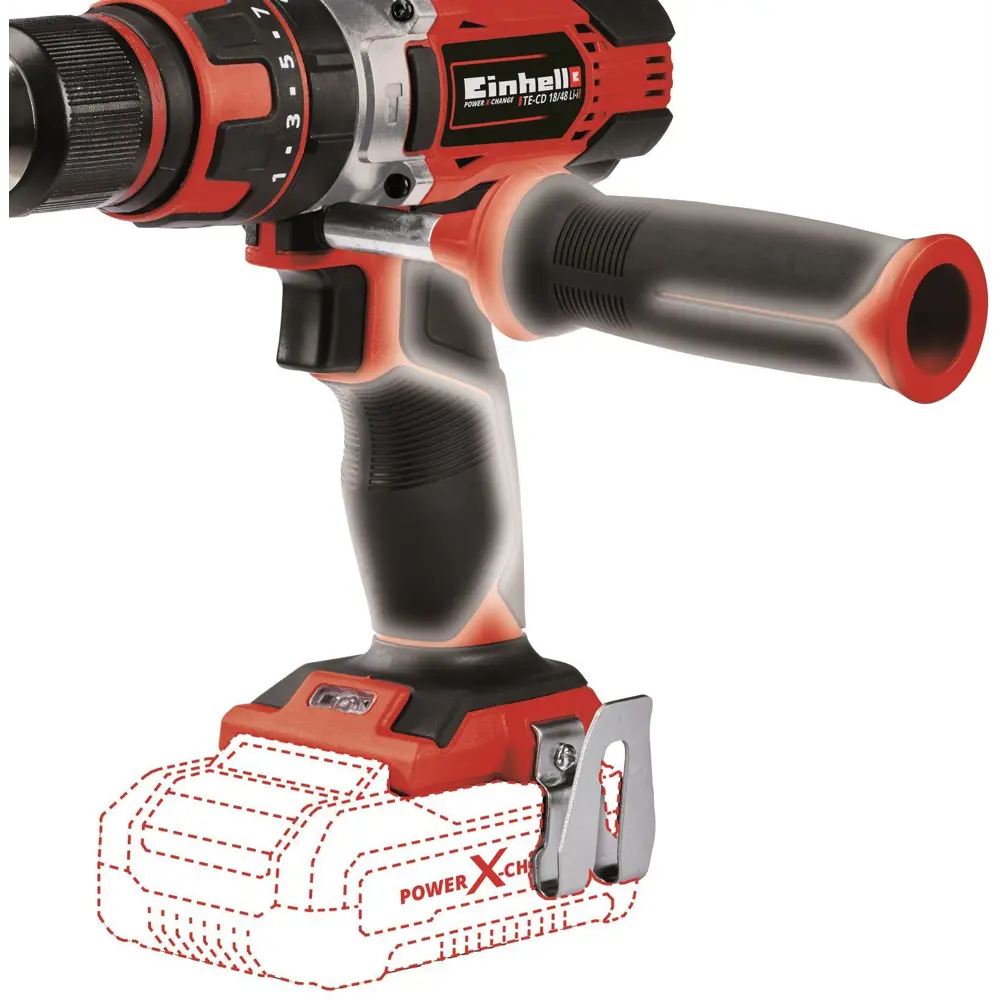 Дрель-шуруповерт аккумуляторная ударная Einhell TE-CD 18/48 Li-i-Solo, 18 В Li-ion, без АКБ и ЗУ STLM-2081307 - Вид №2