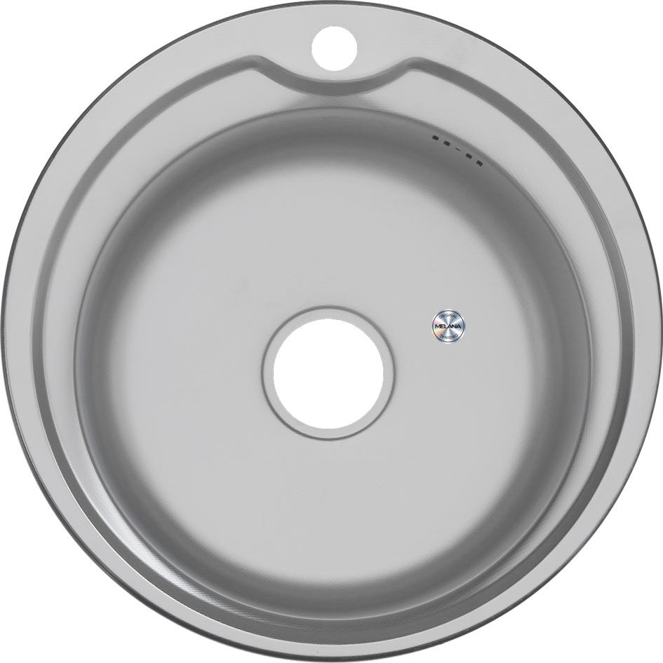Мойка 510 MELANA 0,8/180 ДЕКОР врезная круглая с сифоном (101D ta *15) 101D ta (*15) - Вид №2