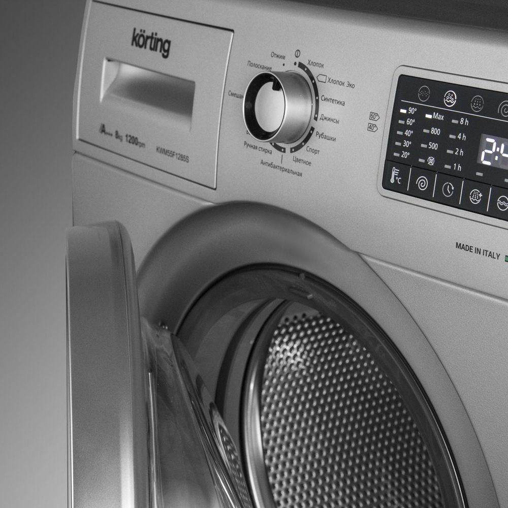 KWM 55F1285 S Полноразмерные стиральные машины / 850х595х550, фронтальная загрузка, 8 кг, 1200 об/мин, сенсорное управление, led индикация настроек и этапов выполнения программы, цифровой дисплей с индикацией продолжительности программы, отложенный старт Santreyd  - Вид №2