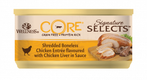 ПР0044882 Корм для кошек Core Signature Selects измельч.курин.филе с курин.печенью в соусе конс. 79г Wellness