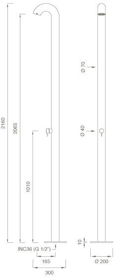 Ceadesign Летний душ из нержавеющей стали Bold - docce da esterni Bld 04 - Вид №1