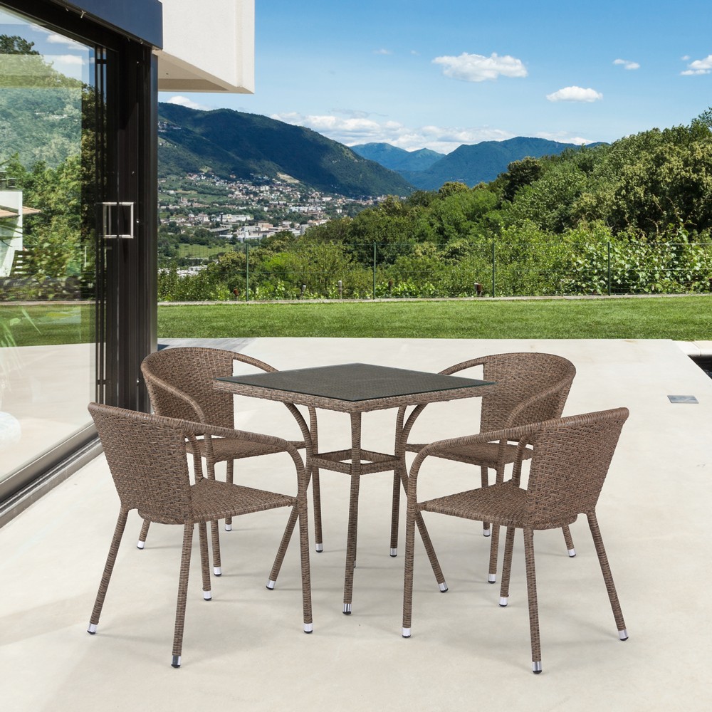 T282BNT/Y137C-W56 Light Brown 4Pcs Комплект плетеной мебели Afina 