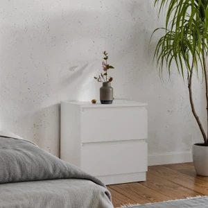 Тумба прикроватная 2 ящика 49x53.8x38.2 см ЛДСП цвет белый шагрень