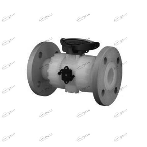 SANIT 135447081025 2-ходовой шаровой кран d20-63, ВКД DualBlock®, PVDF, фиксированный фланец, FKM 