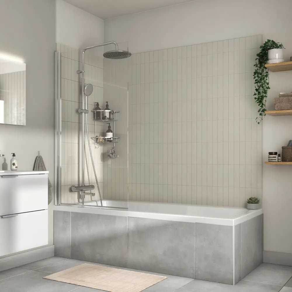 Ширма на ванну Sensea Essential поворотная 80x140 см прозрачное стекло профиль хром Без серии STLM-2068505 - Вид №5