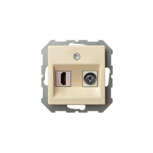 91523571 Розетка TV и HDMI встраиваемая Liregus Epsilon HDMI+TV-002-01 E/S цвет кремовый STLM-1407349
