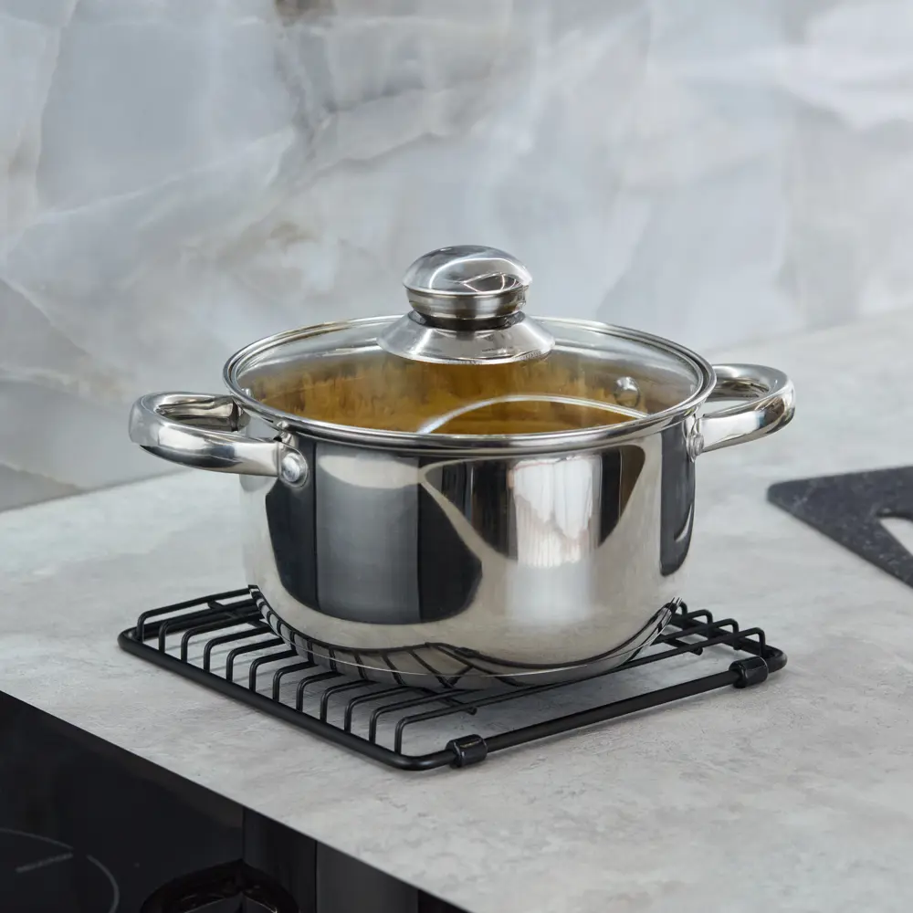 Подставка под горячее Delinia 20x20x1.5 см металл черный STLM-2147217 - Вид №4