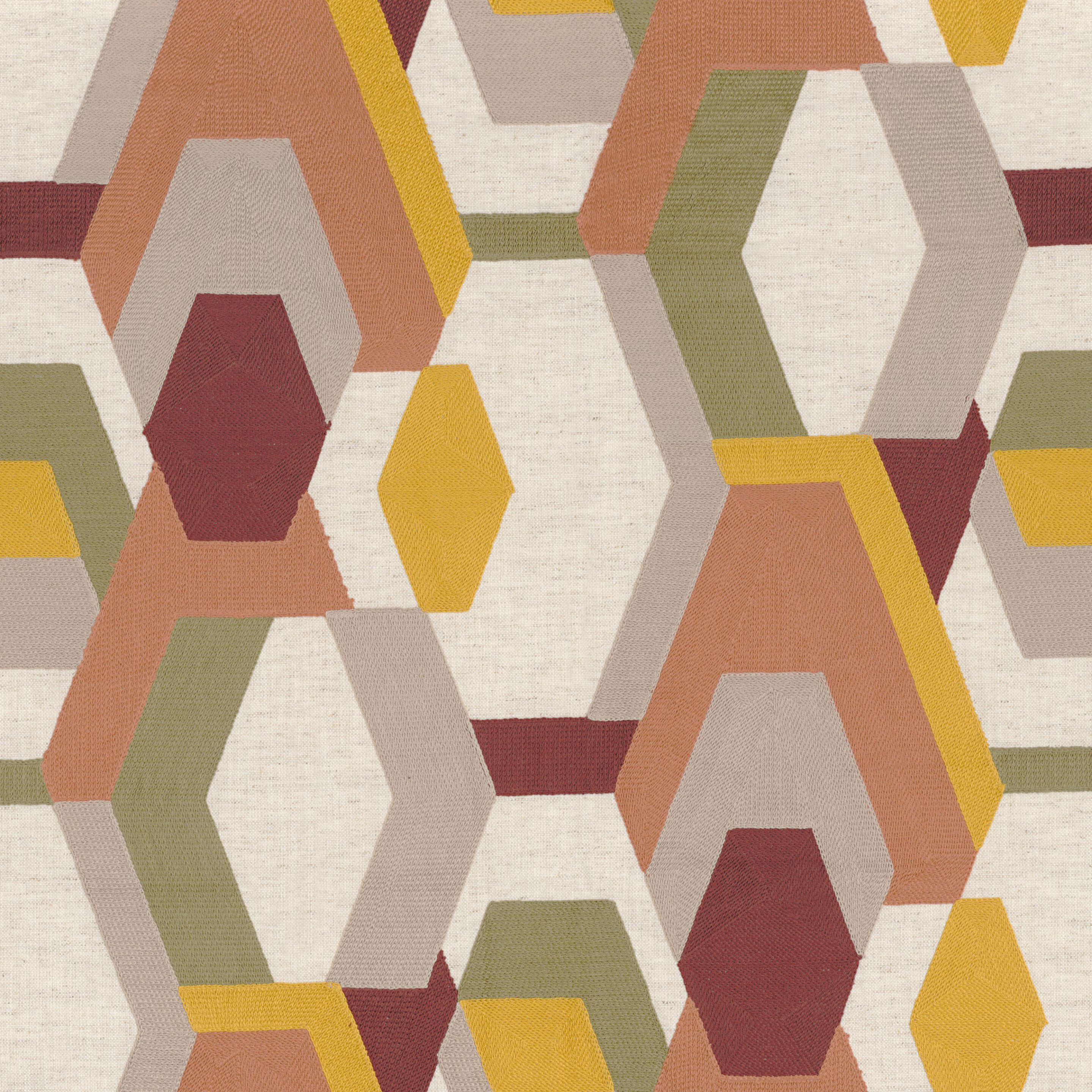 Многоцветная вышитая ткань с графическими узорами Casamance Point de Vue ARCH-00047117 - Вид №5