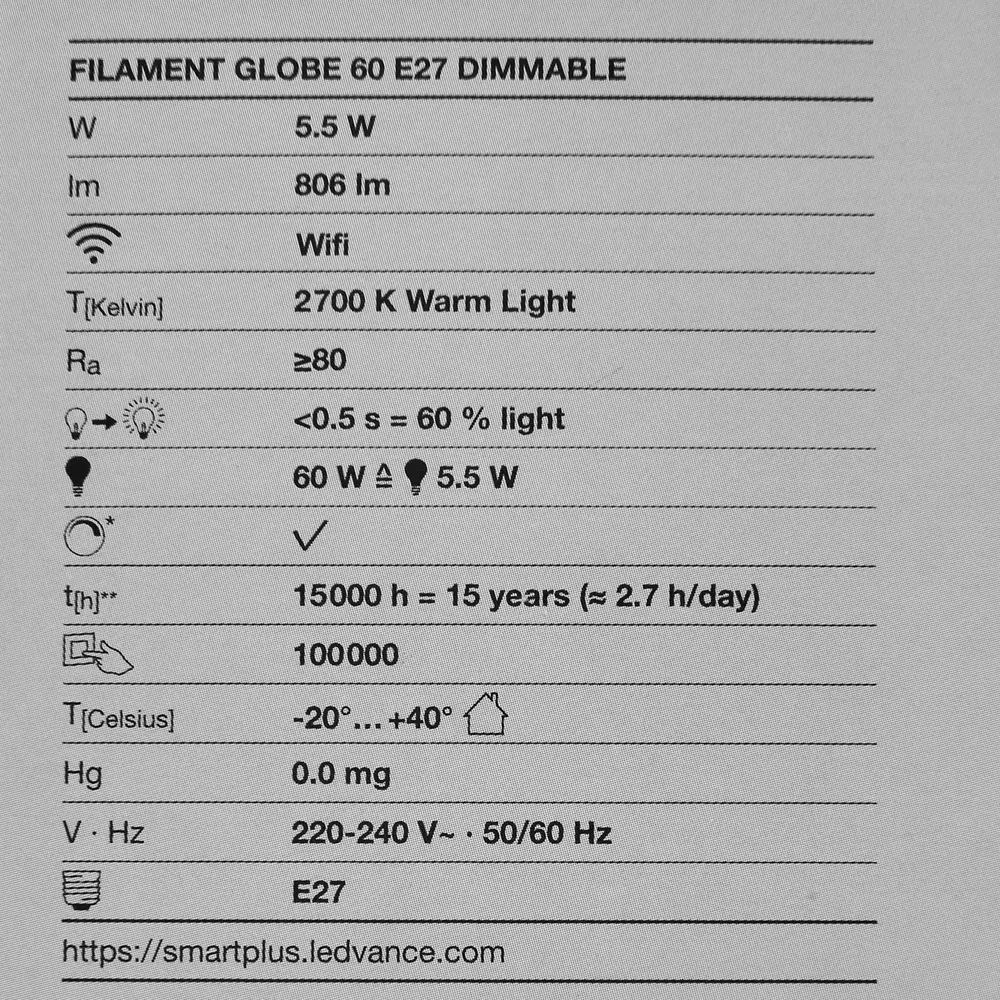 Лампа умная светодиодная Osram Smart Plus E27 220-240 В 5.5 Вт шар большой прозрачная 806 лм, теплый белый свет 89143915 STLM-2173477 LEDVANCE  - Вид №3