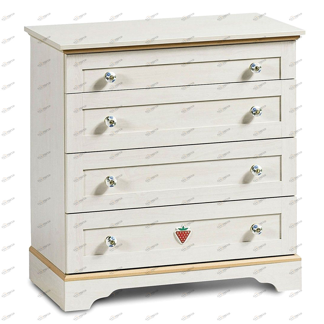 Комод деревянный с 4 ящиками беленый дуб Flora CILEK FLORA 00-3832239 Бежевый Santreyd