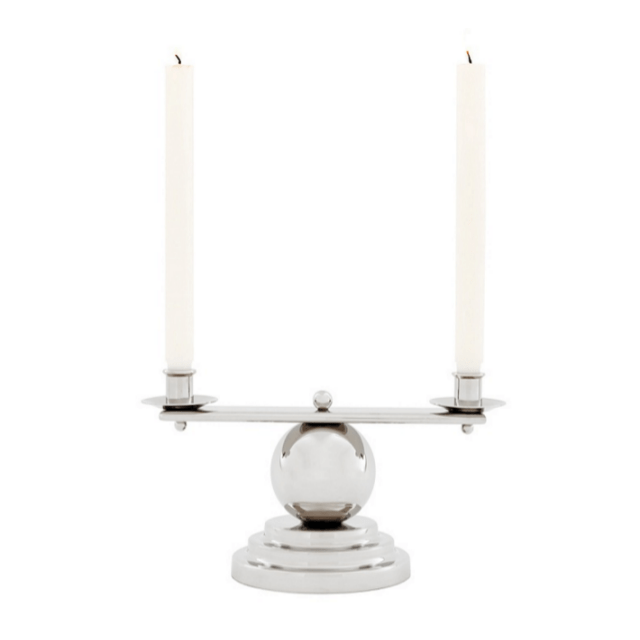 Канделябр серебряный на 2 свечи Leopold от Eichholtz, 16,5 см EICHHOLTZ EICHHOLTZ 060295 Хром  - Вид №1