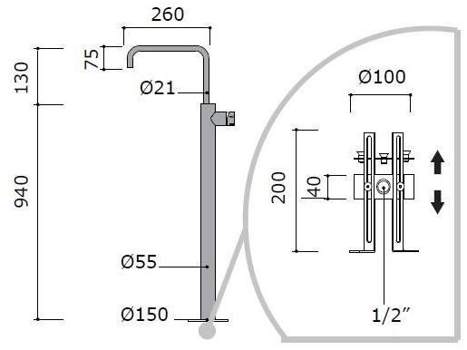 MINA Смеситель для умывальника из нержавеющей стали Synth 4380t - Вид №1