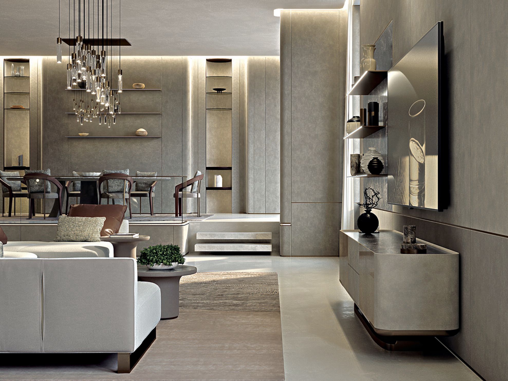 Обшивка из кожи Longhi FOREVER SYSTEM LIVING ARCH-00074695