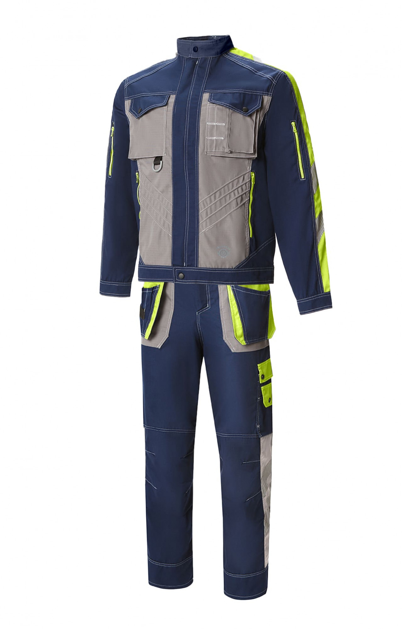 68849 Костюм "Прогресс" темно-синий с серым лимон  Летняя спецодежда  размер 60-62/182-188 
