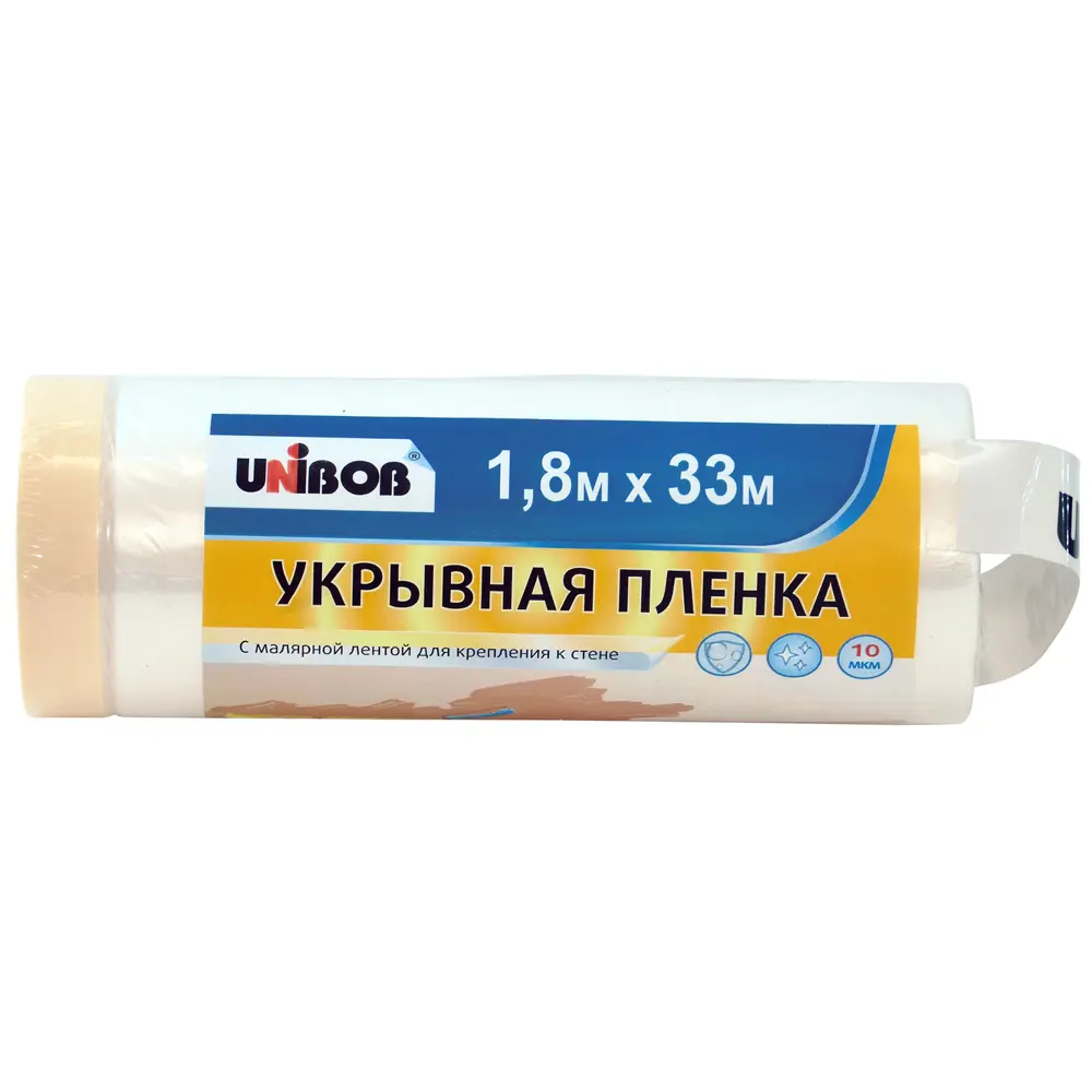 Пленка защитная с клейкой лентой 33 м х 180 см UNIBOB STLM-2154276