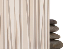 FSRT306 Стекло Vivigraphix graphica показано в конфигурации вида с прослойкой каирского рисунка серо-коричневого цвета и стандартной отделкой Forms-surfaces