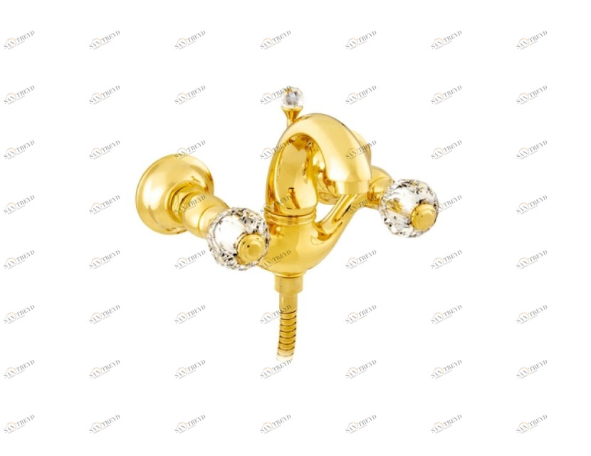 036118.000.00 Душевой набор для ванны с кристаллами сваровски Золото 24К Mestre Atlantica