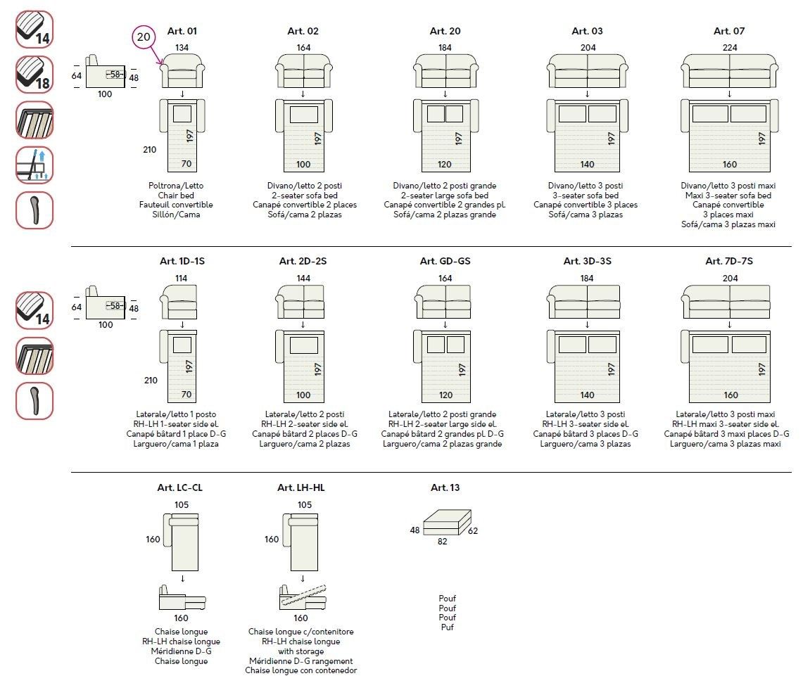 Двуспальный диван-кровать из ткани Felis Day &amp ARCH-00103071 - Вид №7