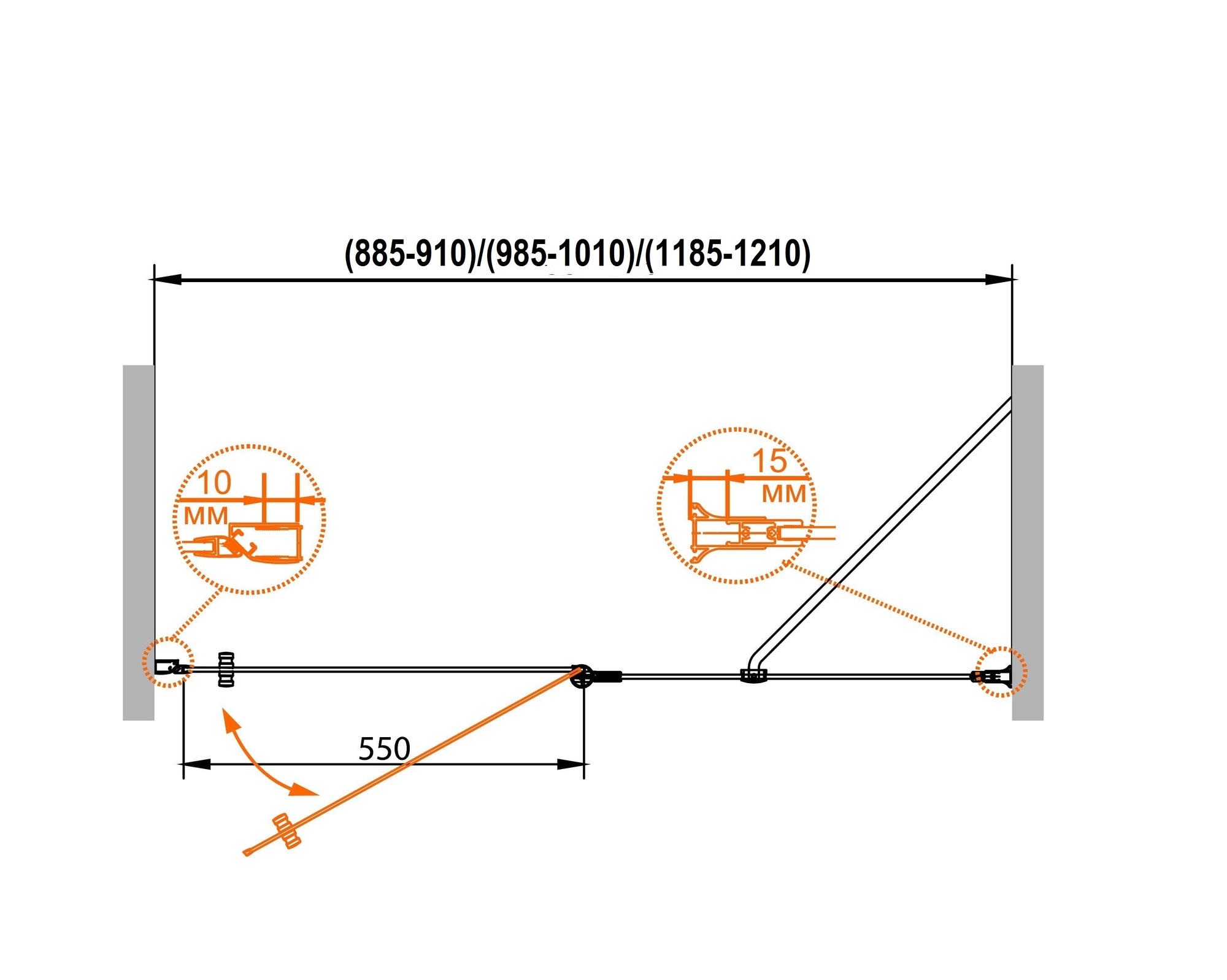 Душевая дверь в нишу CEZARES ROYAL PALACE-A-B-12-60/30-CP-Cr - Вид №1