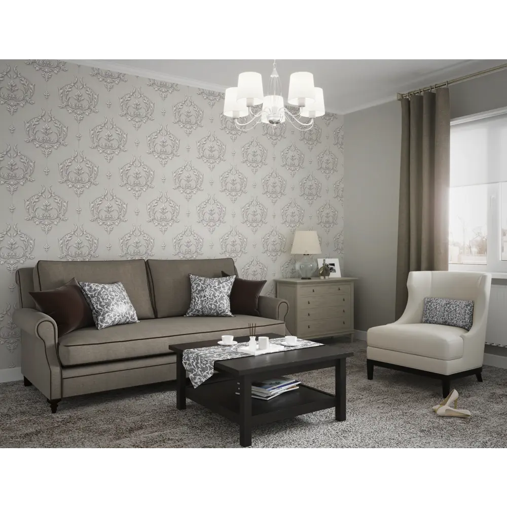 Обои флизелиновые Vog Collection Турецкий дамаск серые 1.06 м VV71062-14 STLM-2211953 - Вид №3