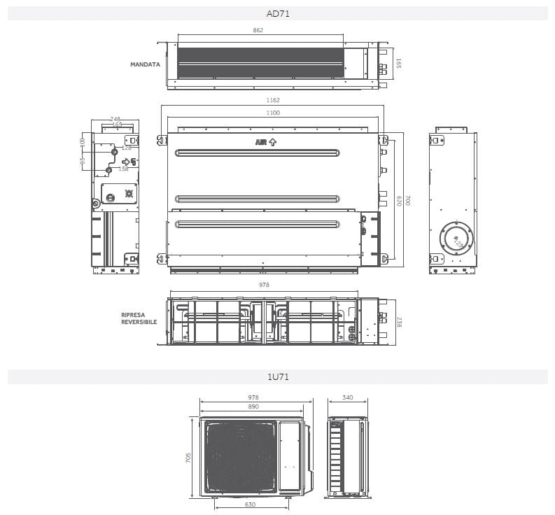 Воздуховод среднего давления Haier AC Italy CANALIZZATO SLIM MP ARCH-00120232 - Вид №3