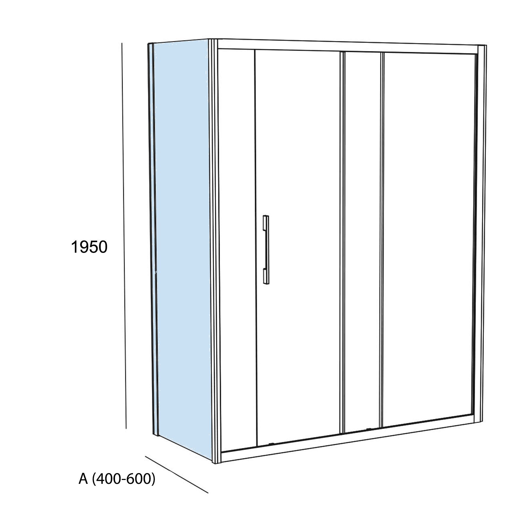 25751 SALGAR Душевая перегородка CLEAR фиксированная сторона Прозрачная до 600 x 1950 мм - Вид №1