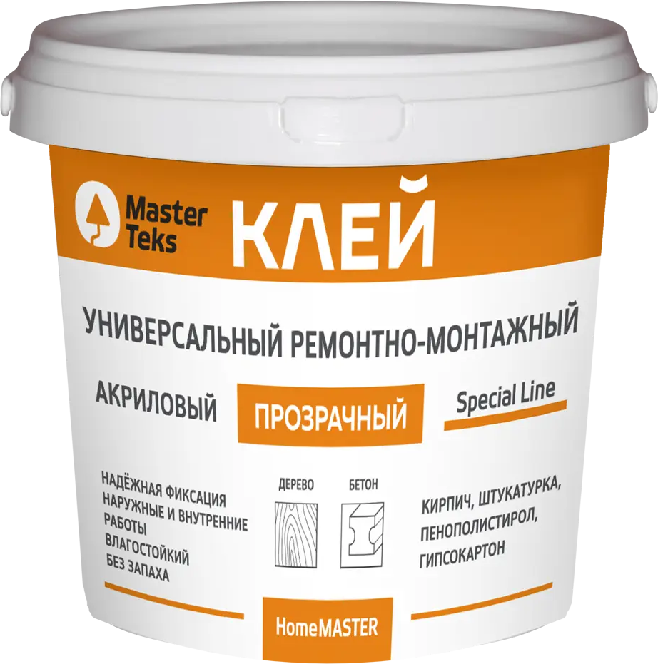 18725149 Клей акриловый MasterTeks ремонтно-монтажный прозрачный 0.9 кг STLM-0012217