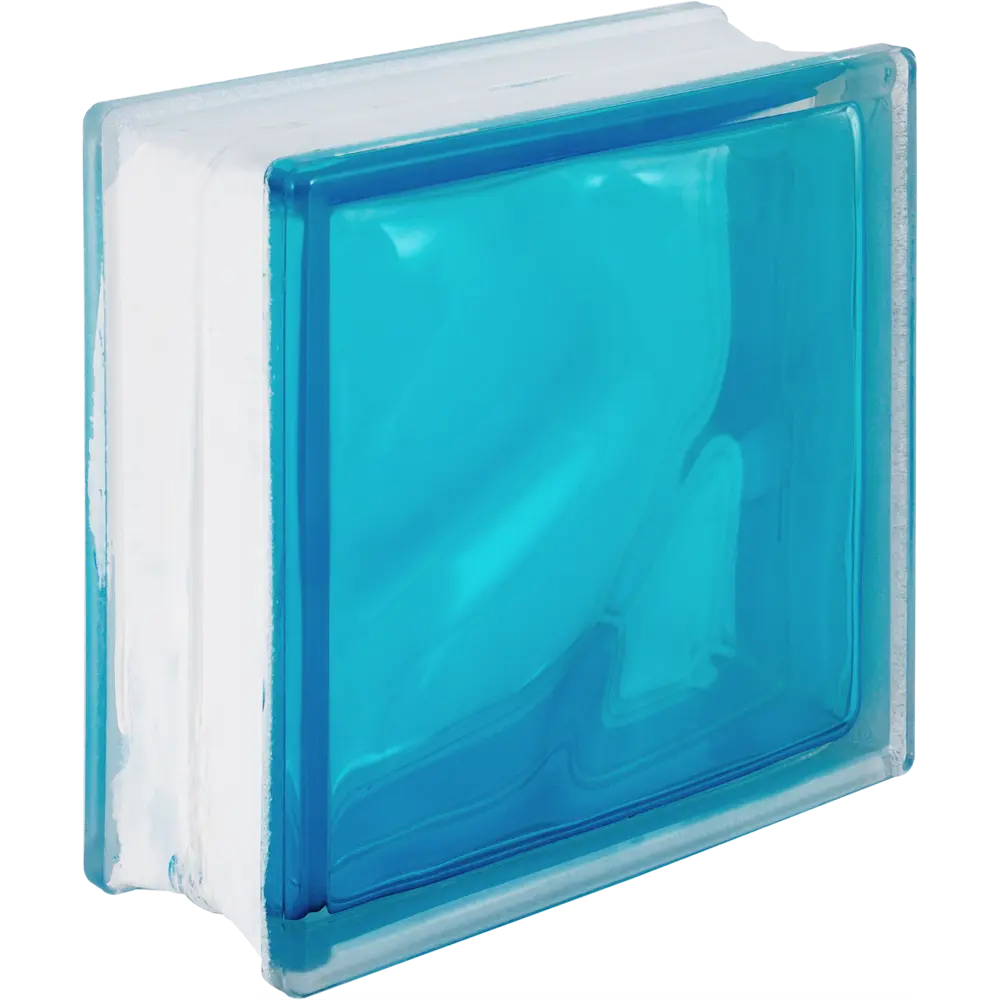 Стеклоблок Волна цвет ярко-бирюзовый полуматовый VITRABLOCK STLM-2183117