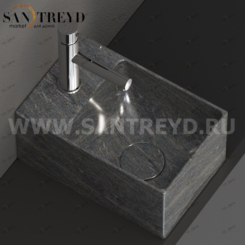 B6R30SG Подвесная раковина настенная прямоугольная Ceramica Globo T-EDGE черная