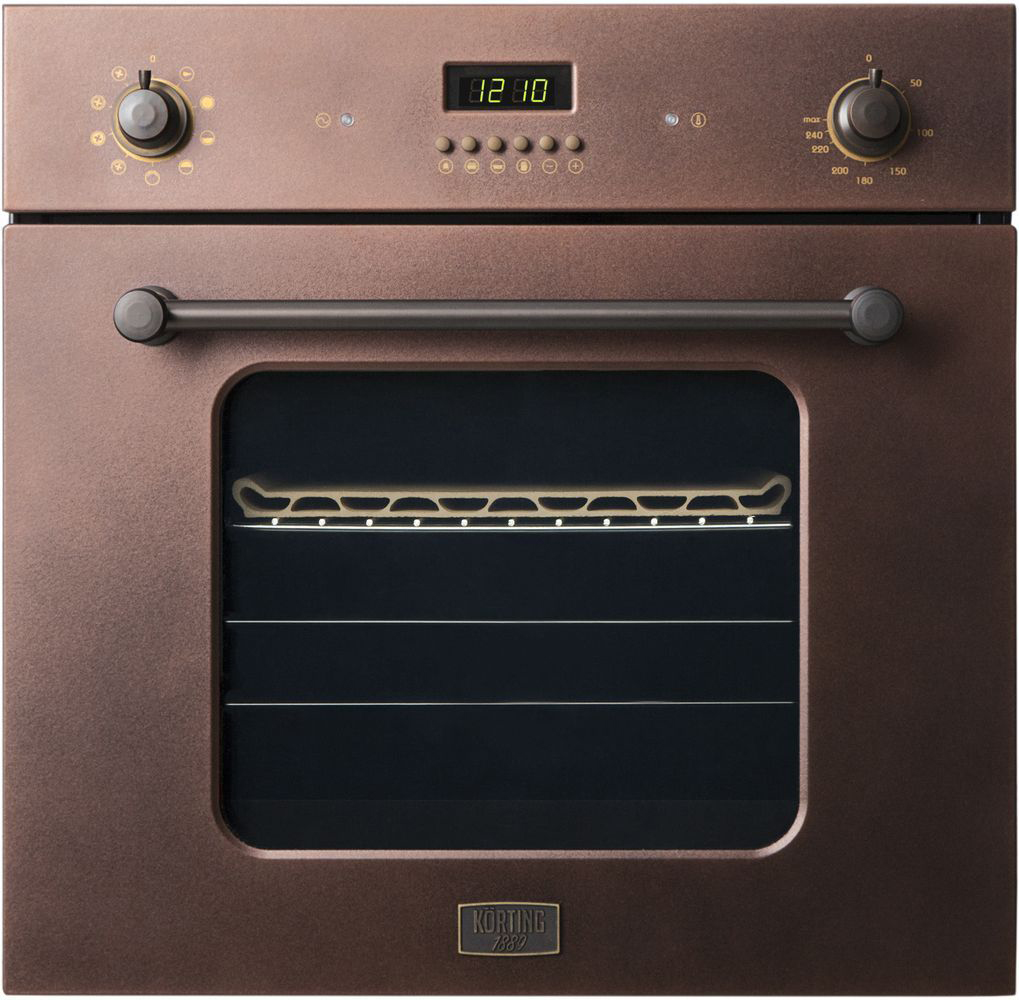 OKB 1082 CRC Встраиваемые электрические духовки / neo classic, серия " 1889", 59.5 х 59.5 x 56, электрическая, дисплей, 9 режимов, гриль, конвекция, телескопические направляющие, камень для пиццы, медный+латунь Korting Korting 1889 Santreyd 