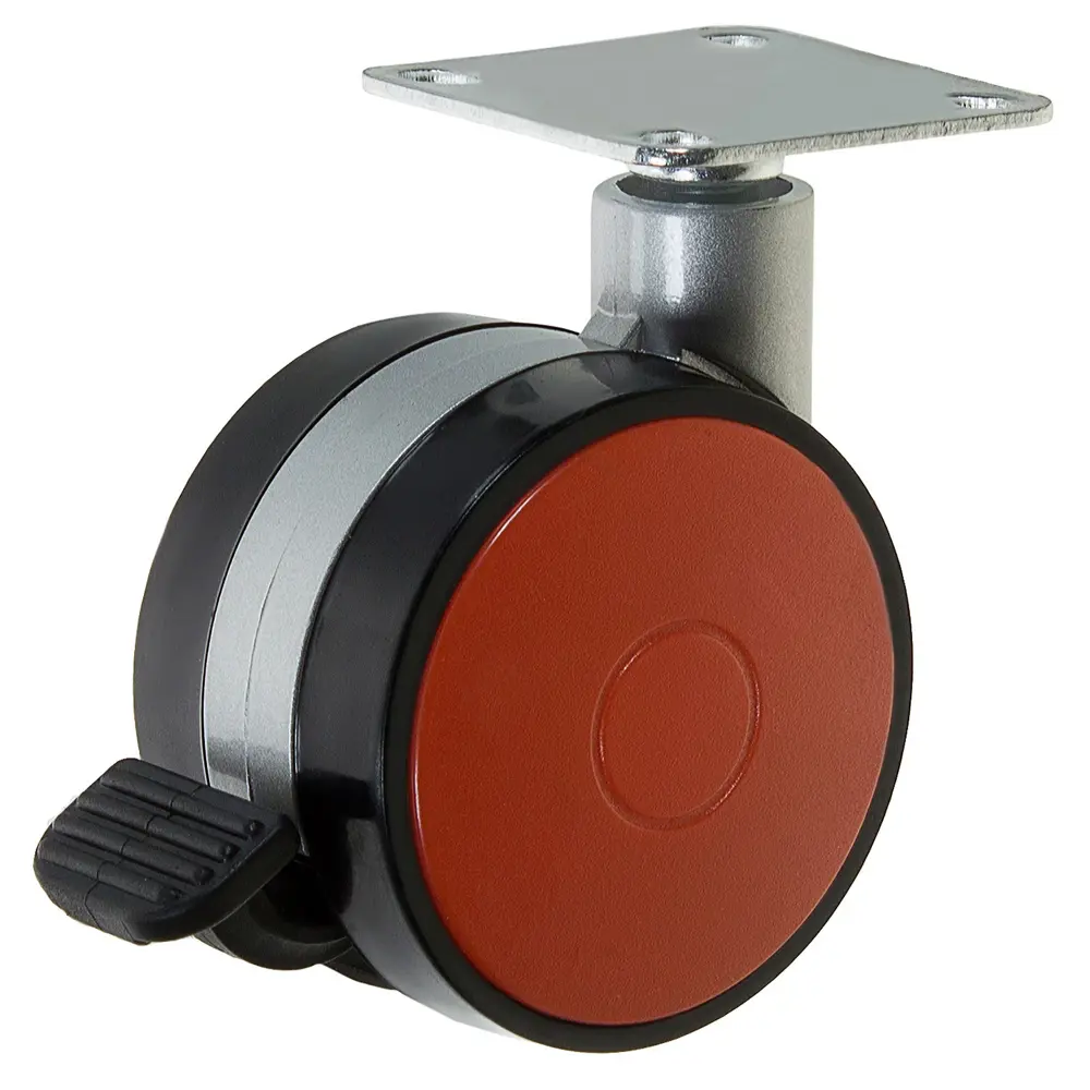 Колесо N107BL/RD, 60 мм поворотное с тормозом, цвет красный BOYARD STLM-2064746