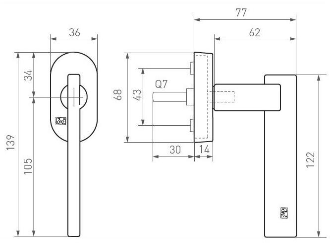 Dauby Оконная ручка из бронзы Pure® 16919 - Вид №1